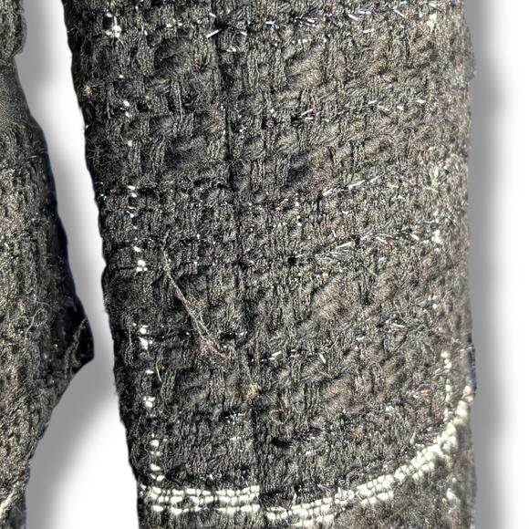 Zara Black Checked Tweed Longline Frock Coat Blazer Jacket Women’s XS Boucle - Picture 4 of 10